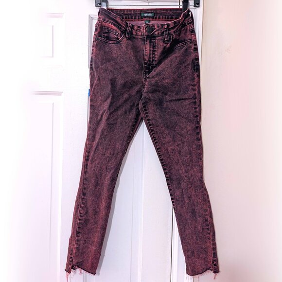 wild fable stretch jeans in red acid wash 2 - Picture 2 of 3